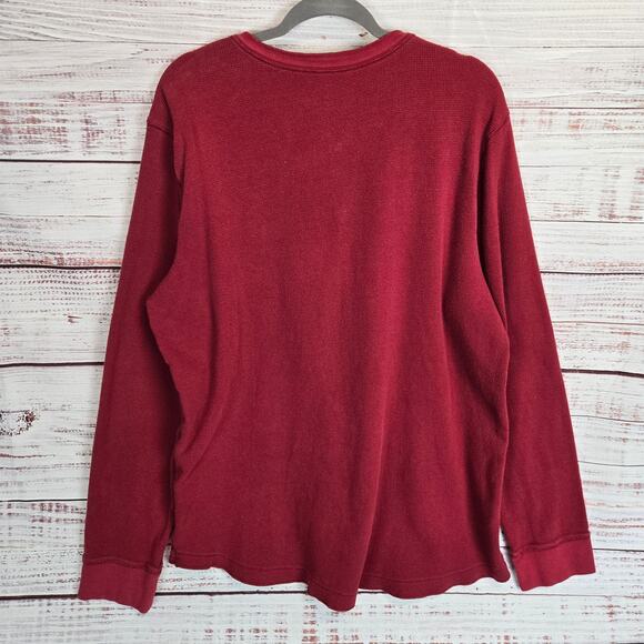 Sonoma Men's Thermal Henley 2XL Burgundy Waffle Knit 3 Button Look and Bundle - Picture 2 of 10